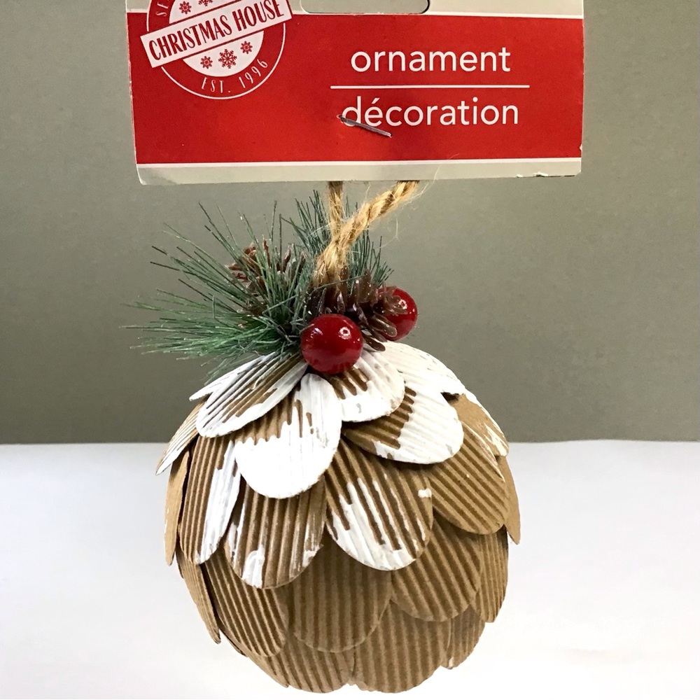 Christmas House Rustic Pinecone Ornament Nature Themed Winter Holiday Decoration